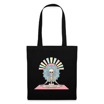 Illustration de mandala de yoga squelette - Sac en tissu - noir - Devant