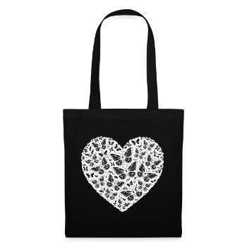 Cœur aux papillons, joie de vivre - Sac en tissu - noir - Devant