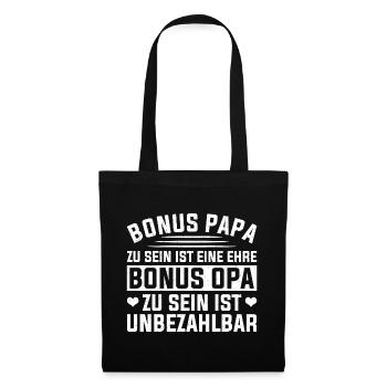 Bonus Papa Stiefvater Vatertag Papa Vaterschaft - Stoffbeutel - Schwarz - Vorne