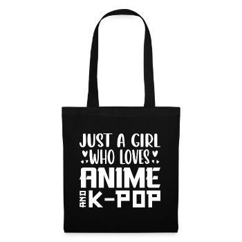 Anime und K-Pop: Mädchenliebe - Stoffbeutel - Schwarz - Vorne