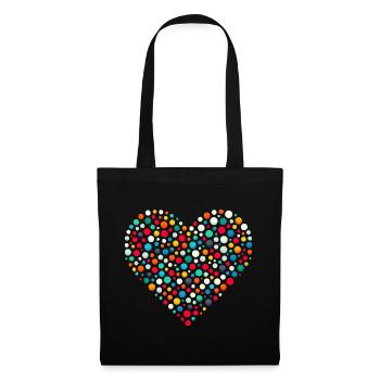 Spotty Colorful Dot Heart Mosaic - Tote Bag - black - Front