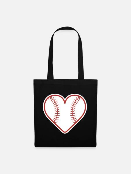 Baseball Herz Design Liebe Baseball - Stoffbeutel - Schwarz