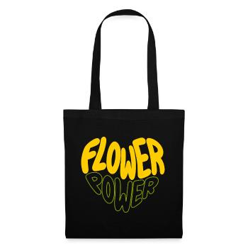 Flower Power Retro Print - Stoffbeutel - Schwarz - Vorne