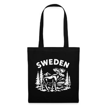 Sweden Elch – Skandinavisches Outdoor Design - Stoffbeutel - Schwarz - Vorne