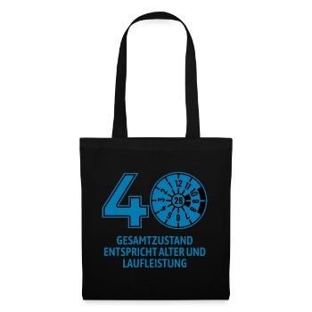 HU März 2026 - 40 Jahre - Geburtstag Geschenk - Stoffbeutel - Schwarz - Vorne