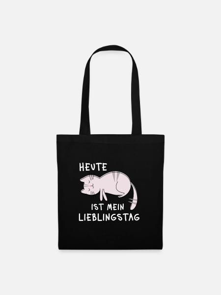 Heute ist mein Lieblingstag – Schlaf Katzen Spruch - Stoffbeutel - Schwarz