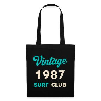 Vintage 1987 Surf Club Retro Geburtsjahr Geschenk - Stoffbeutel - Schwarz - Vorne