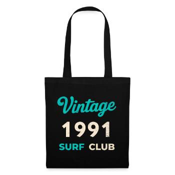 Cadeau vintage 1991 Retro Année de naissance du Surf Club - Sac en tissu - noir - Devant