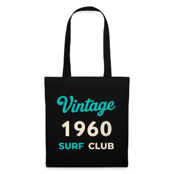 Vintage 1960's Surf Club Retro Birth Year Gift - Tote Bag - black - Front