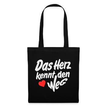 Herz kennt den Weg Typo Design - Stoffbeutel - Schwarz - Vorne
