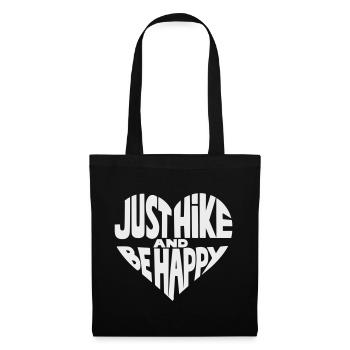 Just Hike and Be Happy Herz-Design - Stoffbeutel - Schwarz - Vorne