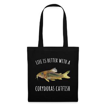 Corydoras Catfish Life Tee - Stoffbeutel - Schwarz - Vorne