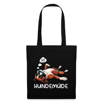 Hundemüde Boxer Boxerhalter Boxerhund Boxerhunde - Stoffbeutel - Schwarz - Vorne