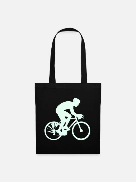 Radfahrer Silhouette Mint - Stoffbeutel - Schwarz