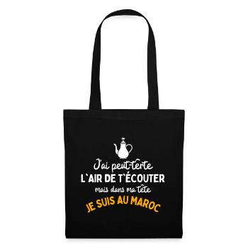 Maroc Addict | T-Shirt Humour Voyage - Sac en tissu - noir - Devant