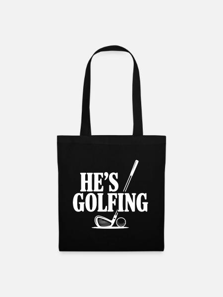 Er spielt Golf - Stoffbeutel - Schwarz