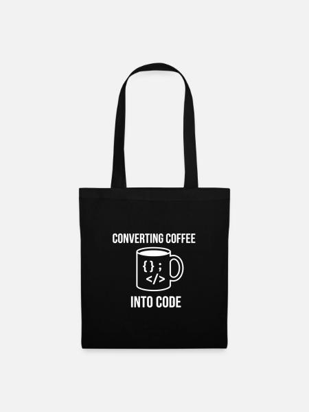 Kaffee in Code umwandeln - Stoffbeutel - Schwarz