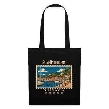 Saint-Barthélemy Gustavia Vintage Reisemarke - Stoffbeutel - Schwarz - Vorne