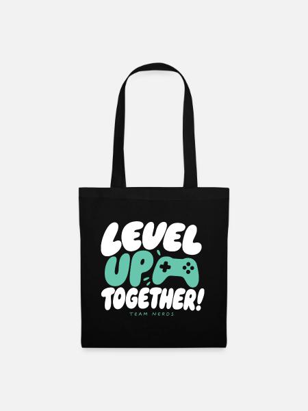 Level Up Together Team Nerds - Stoffbeutel - Schwarz