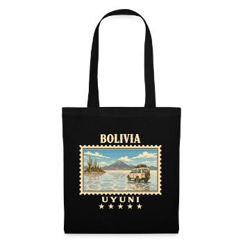 Bolivien Uyuni Vintage Reisemarke - Stoffbeutel - Schwarz - Vorne