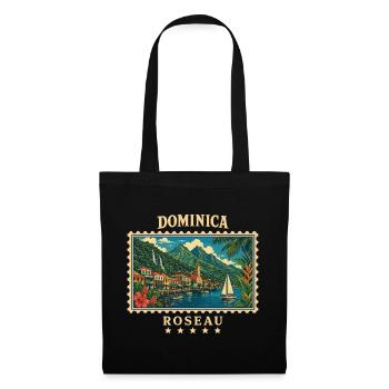 Dominica Roseau Vintage Reisemarke - Stoffbeutel - Schwarz - Vorne