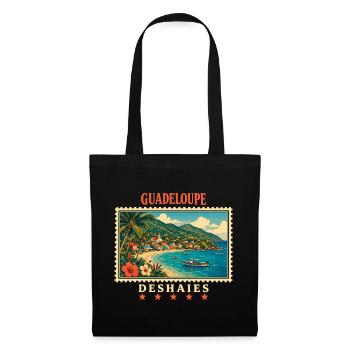 Guadeloupe Deshaies Vintage Reisemarke - Stoffbeutel - Schwarz - Vorne