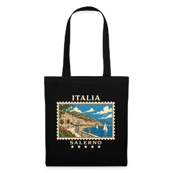 Italien Salerno Vintage Reisemarke - Stoffbeutel - Schwarz - Vorne