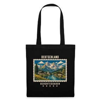 Deutschland Berchtesgaden Vintage Reisemarke - Stoffbeutel - Schwarz - Vorne