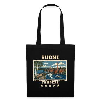 Finnland Tampere Vintage Reisemarke - Stoffbeutel - Schwarz - Vorne