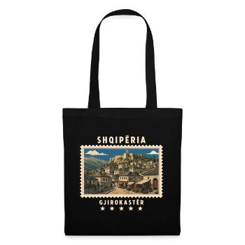 Albanien Gjirokastër Vintage Reisemarke - Stoffbeutel - Schwarz - Vorne
