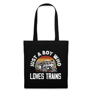 Only A Boy Who Loves Trains Retro Vintage - Tote Bag - black - Front