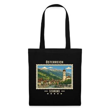 Österreich Schruns Vintage Reisemarke - Stoffbeutel - Schwarz - Vorne