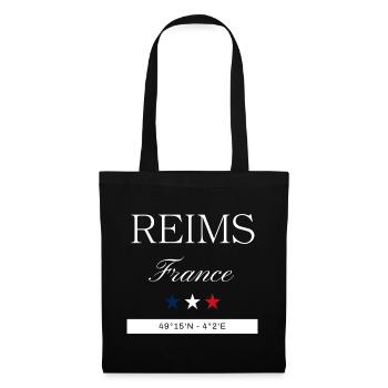 Reims Frankreich Souvenir – Reise minimalistisch - Stoffbeutel - Schwarz - Vorne