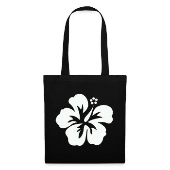 Hibiskus Tropenprint - Stoffbeutel - Schwarz - Vorne