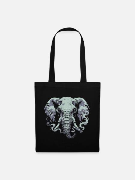 Elefant, der Zigarre rauchend - Stoffbeutel - Schwarz