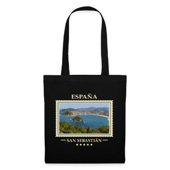 Spanien San Sebastián Vintage Reisemarke - Stoffbeutel - Schwarz - Vorne