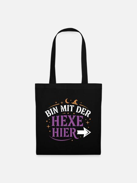 Trick or Treat | Bin Mit Der Hexe Hier | Halloween - Stoffbeutel - Schwarz