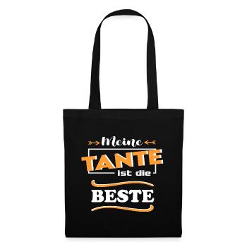 Meine Tante ist die beste Baby Sprüche Lustig - Stoffbeutel - Schwarz - Vorne