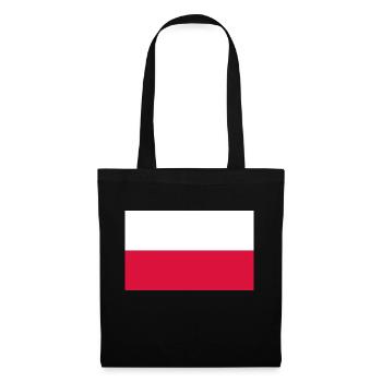 Polen, Poland, Fahne, Flagge - Stoffbeutel - Schwarz - Vorne