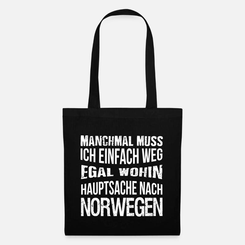 Hauptsache nach Norwegen - Stoffbeutel - Schwarz