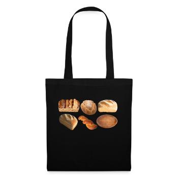 brot broetchen crossaint baecker baguette bread bu - Stoffbeutel - Schwarz - Vorne