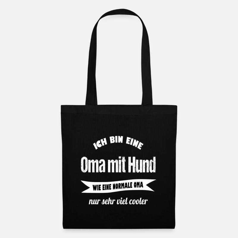 Oma mit Hund - Stoffbeutel - Schwarz