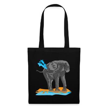 Elefant Rüssel Dickhäuter Afrika Elfenbein Kenia - Stoffbeutel - Schwarz - Vorne