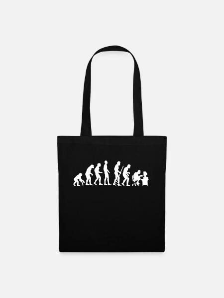 Evolution Affe zu Mensch krummer Rücken Pc Nerd - Stoffbeutel - Schwarz