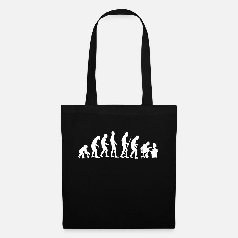 Evolution Affe zu Mensch krummer Rücken Pc Nerd - Stoffbeutel - Schwarz