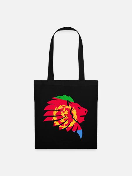 Eritrea Flagge إرتريا Afrika Löwe Geschenk - Stoffbeutel - Schwarz