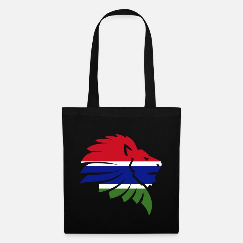 Gambia Flagge Afrika Löwe Geschenk - Stoffbeutel - Schwarz
