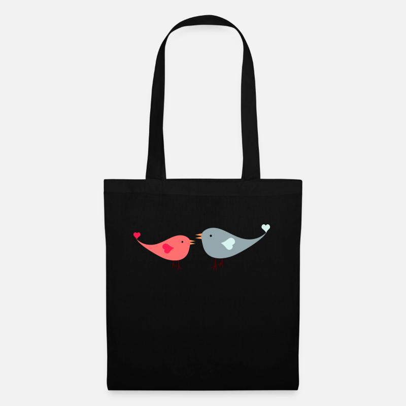 Decorated love birds - Tote Bag - black