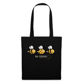 Be different - be yourself - Biene - Bee - 3C - Stoffbeutel - Schwarz - Vorne