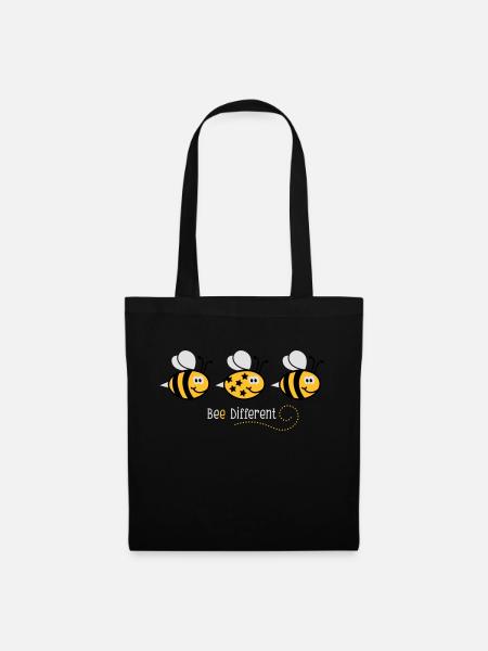 Be different - be yourself - Biene - Bee - 3C - Stoffbeutel - Schwarz